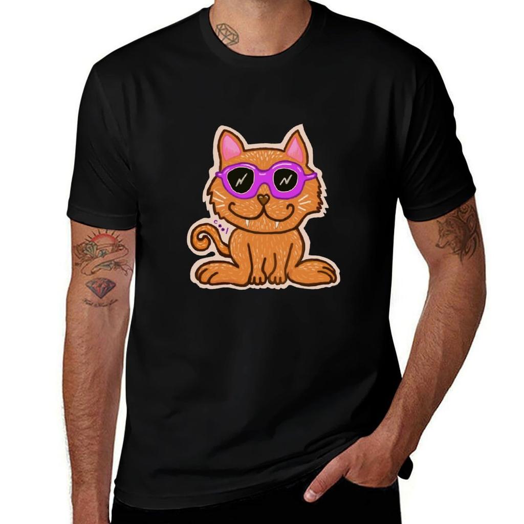 T-shirt Chat Cool t-shirts homme haute qualité marque de luxe t-shirts en coton homme 100 T-shirt