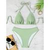 Women's Sexy Solid Color Halter Tie-Up Split Bikini Swimsuit