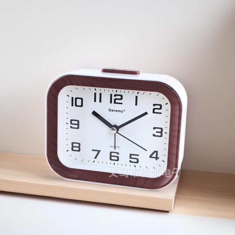 Simple Alarm Clock Imitation Wood Grain Children's Electronic Clock Student Desktop Clock with Alarm