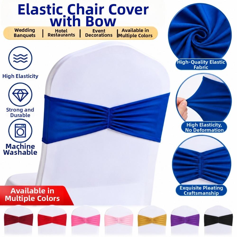 5pcs No Tie Chair Sashes Spandex Material Spandex Chair Sashes Chair Cover Decor Bands For Wedding