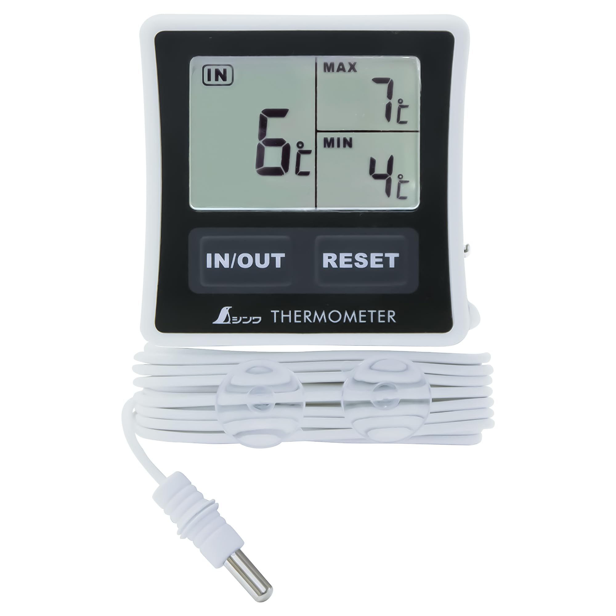 Shinwa Sokutei Digital Refrigerator Thermometer A Remote 73042 (Maximum/Minimum, Measurement)