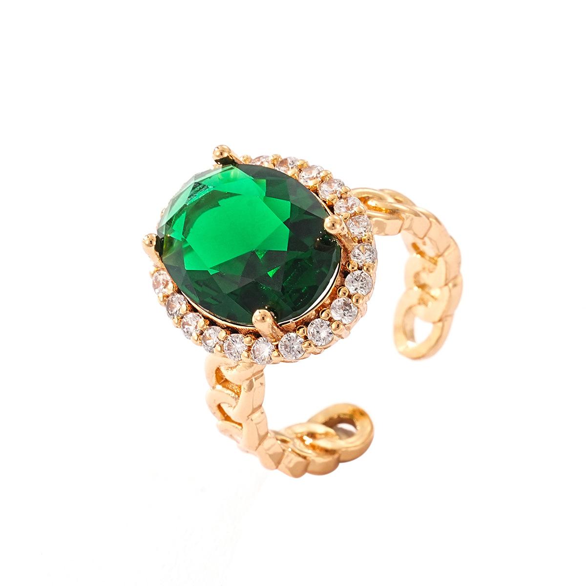 

Комплект украшений в стиле панк с зелеными фианитами, полое кольцо и браслет, винтажные готические аксессуары для женщин