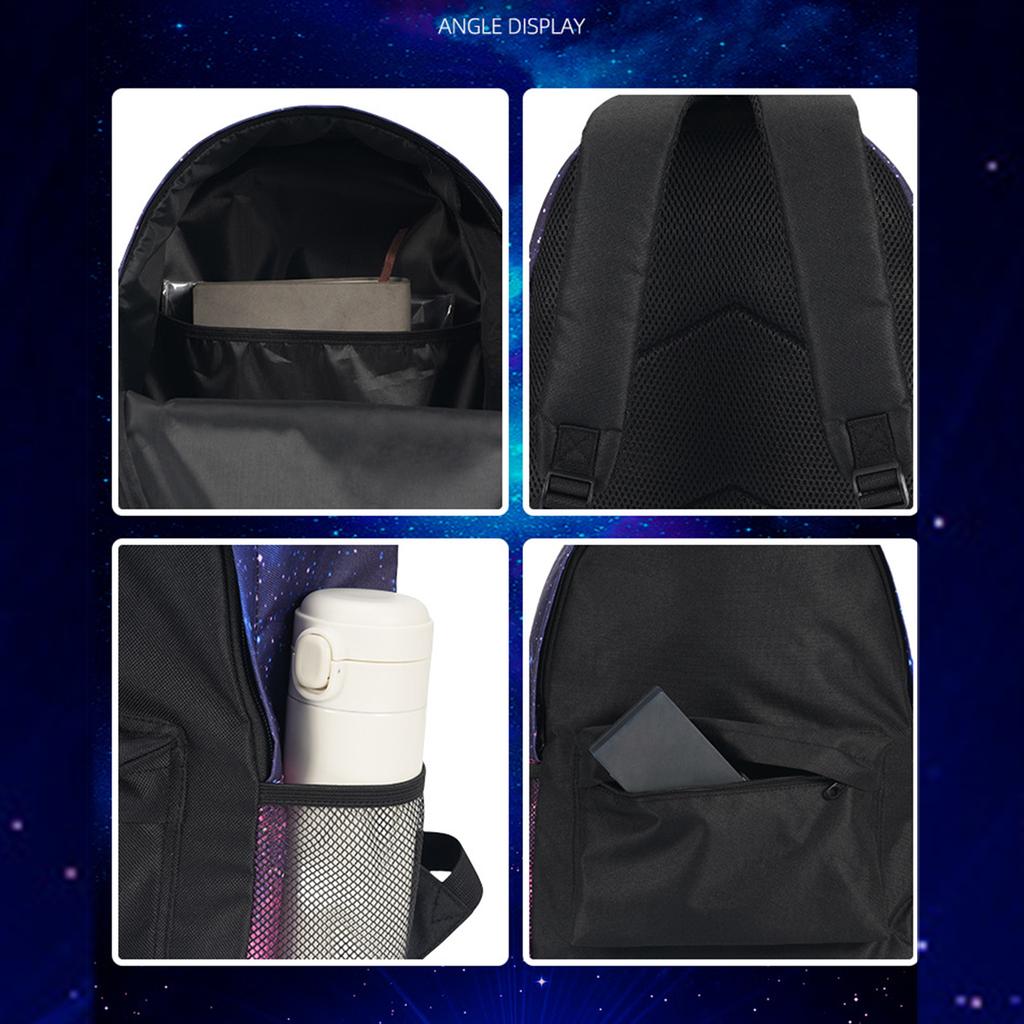 Movie Peripheral Print Backpack, School Bag Student Campus With Plush Ball Backpack