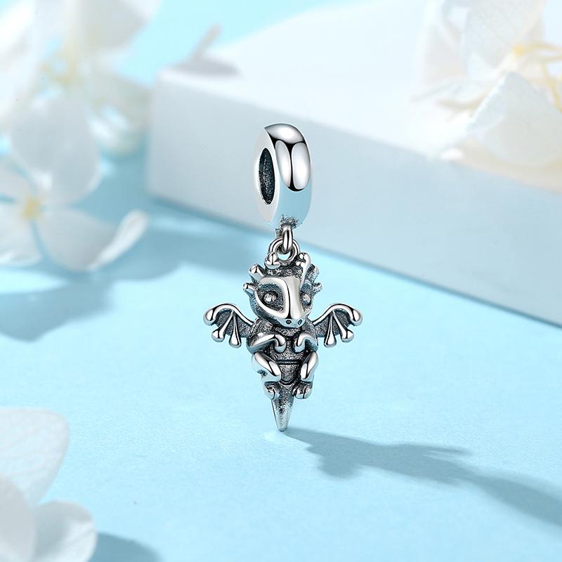 Original 925 Silver Charms Beads Wizard Hat Dragon Charm Halloween Fit Bracelets Necklaces Women DIY Jewelry