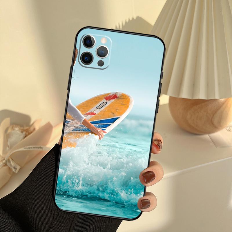 Surf Surfboard Case For iPhone 11 12 13 14 15 16 Pro Max Cover For iPhone 13 12 Mini XR X XS Max Plus