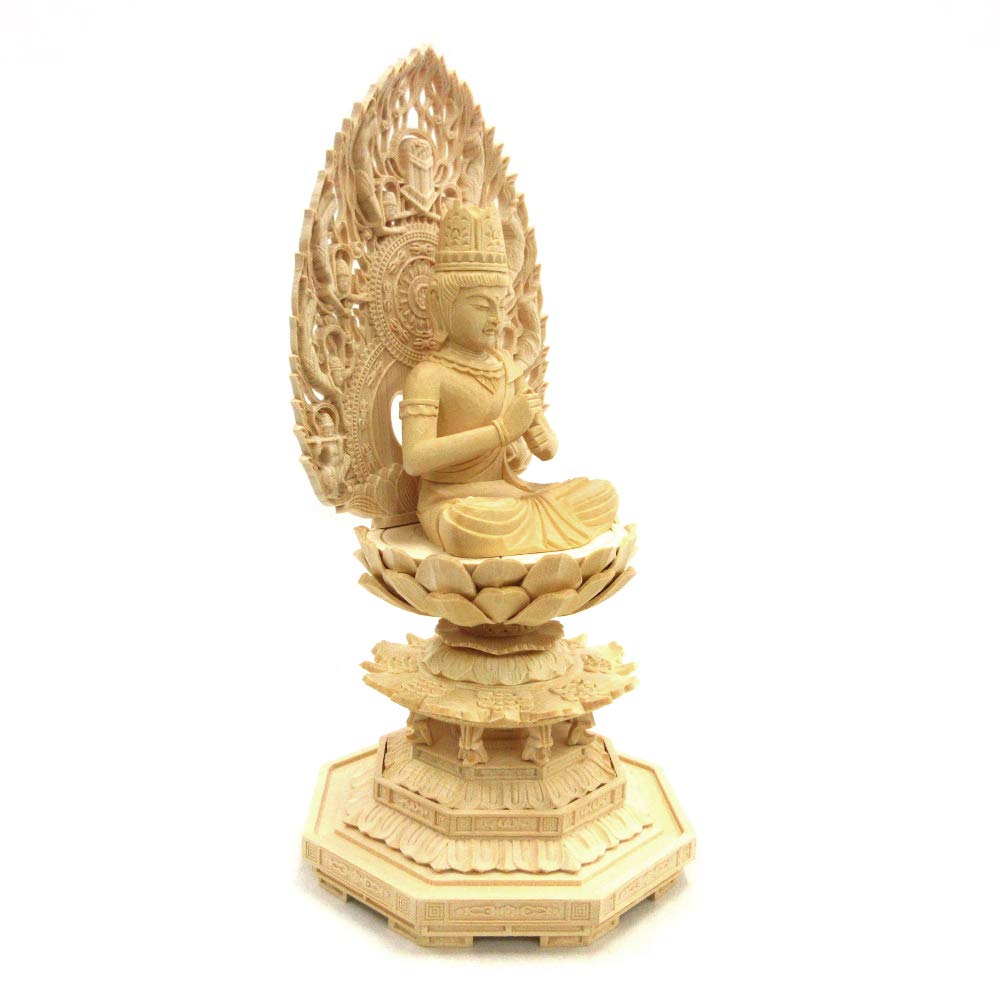 Kurita Buddha Statue Marke Dainichi Nyorai Sitzend Geschnitzt Hinoki Fliegendes Himmlisches Wesen Achteckige Basis 5532 [Nyorai] (Vajrayana) Statue, Hochwertig
