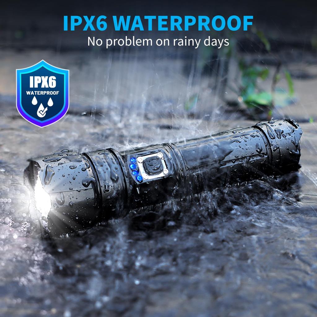 Rechargeable Flashlight Led 950000 Lumen XHP70.2 Super Bright Flash Light High Powered Handheld Flashlights IP67 Waterproof