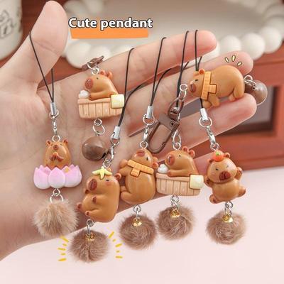 Cute Capybara Mobile Phone Case Strap Key Chains Bag Pendant Decoration Diy Phone Short Lanyard Handmade Jewelry Gift
