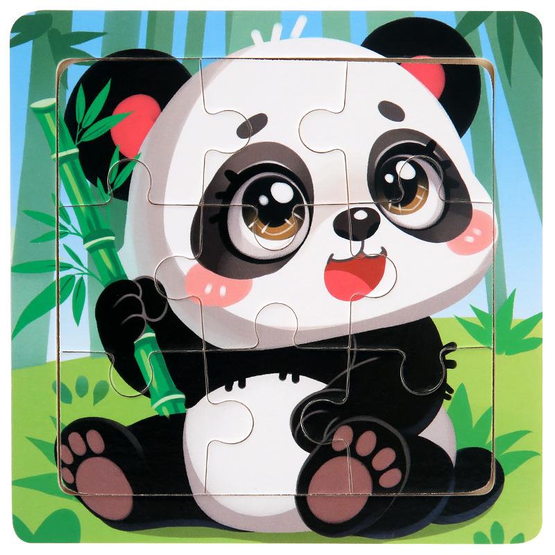 11cm Children Wooden Jigsaw Puzzle Games Cartoon Animal Vehicle Pattern Wooden 3d Puzzle Montessori Educational Toys