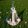 2Pcs Beach Style Hanging Ornaments Anchor Wall Hooks Mini Thermometer Shells Net Nautical Decor Bedroom Photography Background