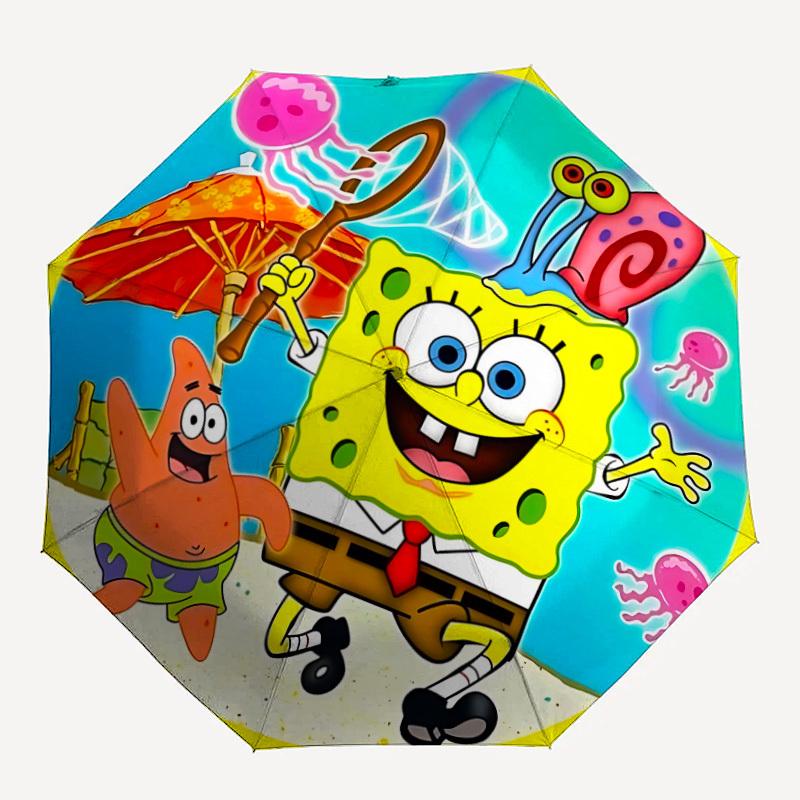 

1pc SpongeBob Automatic Open/close Umbrella, Portable Travel Umbrella, Everyday Use - Outdoor Accessory, Artistic Pattern, Compact Design, Fashion Lov