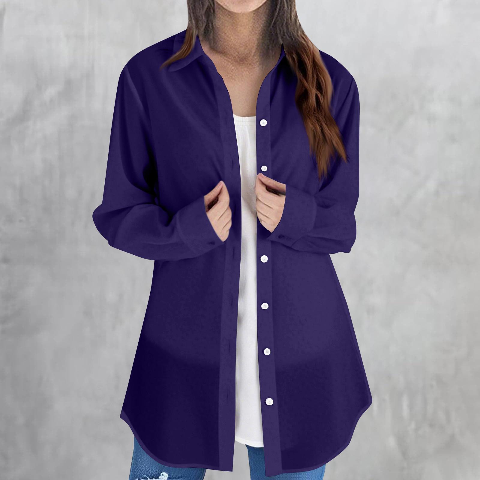 

Женская рубашка с длинным рукавом и застежкой на пуговицы, женская рубашка, свободный повседневный топ XXL тёмно-синий