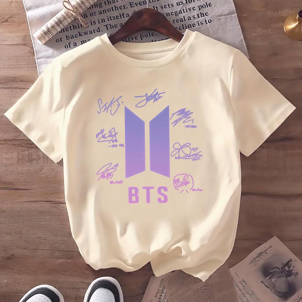 2026 BTS אופנת קיץ חולצת טי טרנדית גברים נשים טופ וינטג' היפ הופ סטריטוור טי שירט אוברסייז שרוול קצר ביגוד קז'ואל