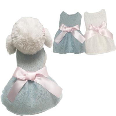 White Green Girls Dog Clothes Mesh Ribbon Bowknot Dog Weeding Dress for Small Medium Dogs Chihuahua Poodle Puppy Kitten Skirt XL