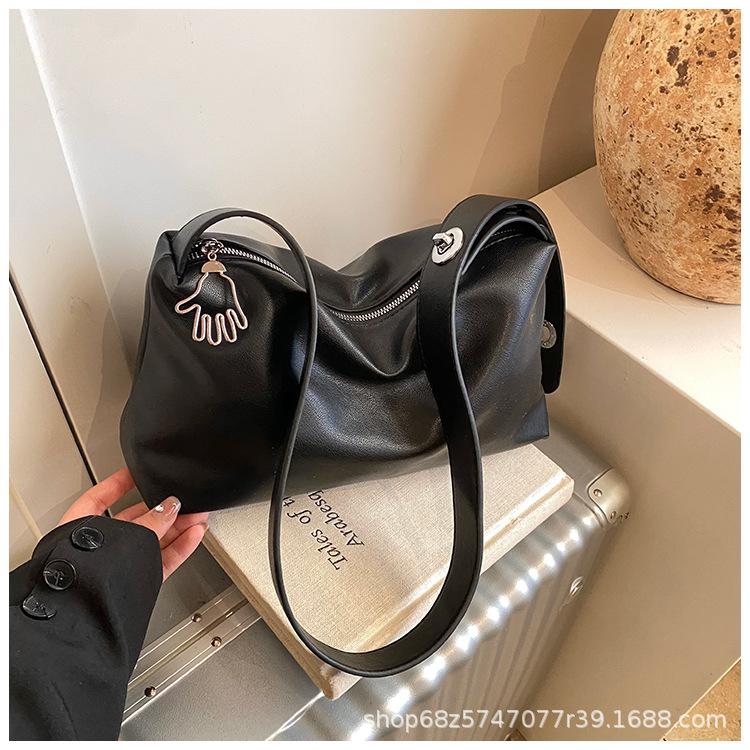 Painted leather bag women's large capacity cute trend lazy feeling one-shoulder crossbody bag commuter soft leather tote bag