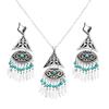 Women's Vintage Bohemian Style Tassel Hook Earrings and Necklace Jewelry Set 74GR
