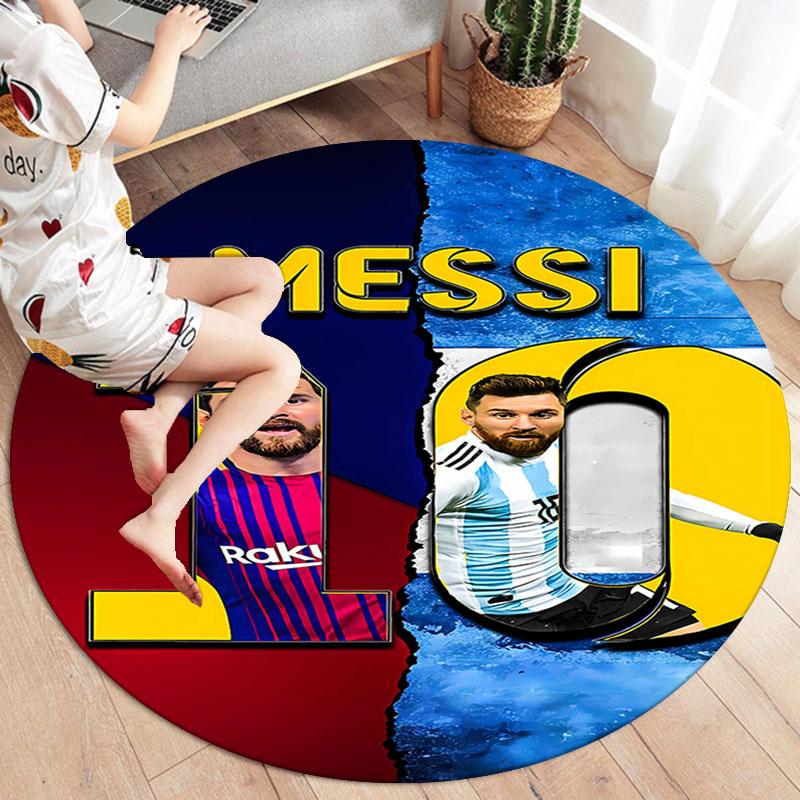 Messi Round Area Rug,Carpet Rug for Living Room Bedroom Sofa Playroom Decor,Non-slip Floor Mat