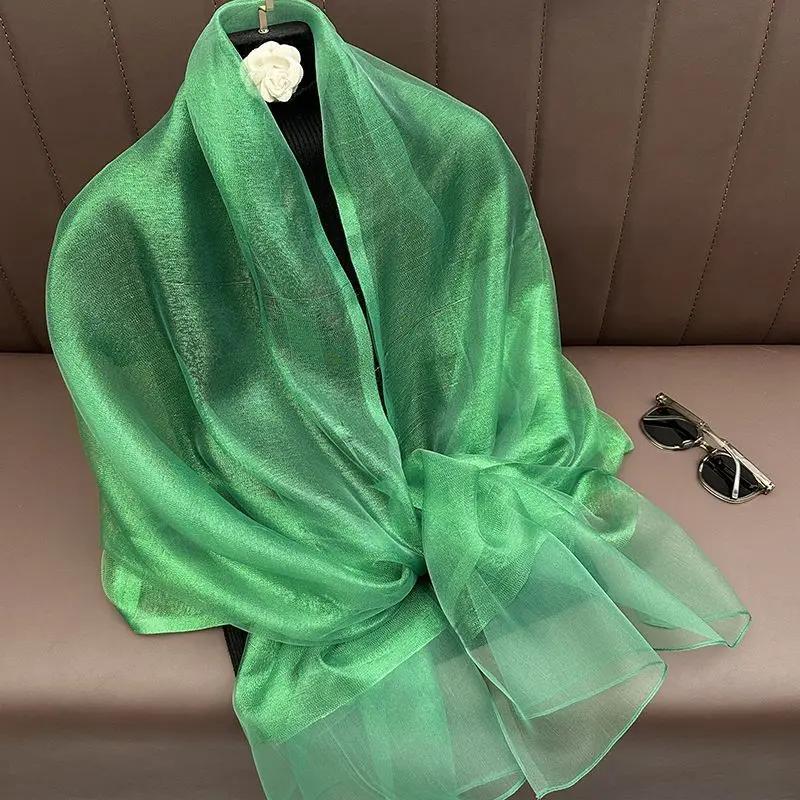 Autumn And Winter New Simulation Silk Double Layer Scarf Shawl Elegant And Elegant Temperament Mom'S Women'S Long