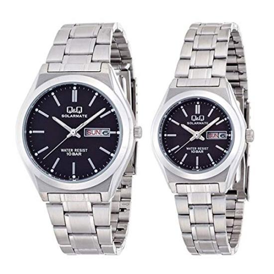 

[Citizen] CITIZEN [Choose pair watch, 2 types] Pair gift BOX set Q&Q Cheap Citizen waterproof analog watch [] (A pair (H010H011-202) black dial)