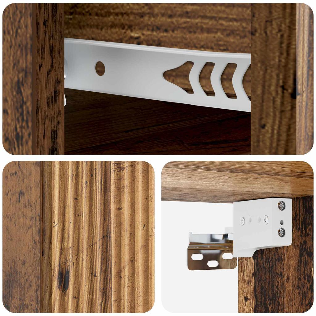 Wall Mounted Nightstand Reclaimed Wood Look 33 x 34.5 x 20 cm