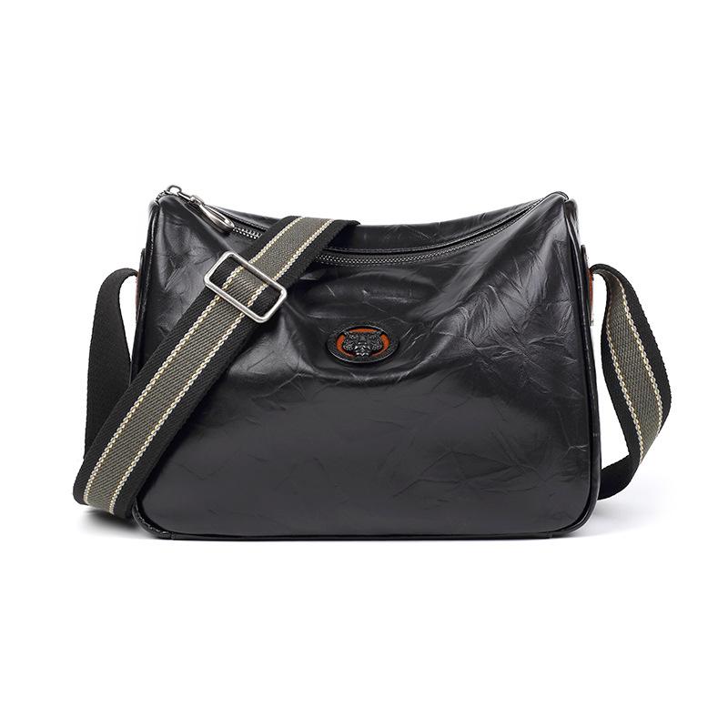 Men's Shoulder Bag Genuine Leather Casual Multi-functional Vertical Crossbody Bag Top Layer Cowhide Large Capacity Men's Bag