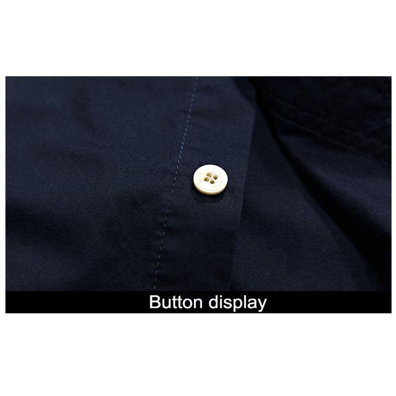 Summer Men‘s Tooling Shirt Breathable Sweat-Absorbent Cotton  Short-Sleeve Men Soft Solid Color Turn-Down Collar Shirts Plus Size