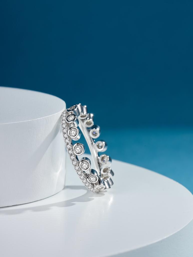 Dewdrop Diamond Ring Crown Shining 18K True Gold Electroplated Coating Full body 925 sterling silver Full of Elegance
