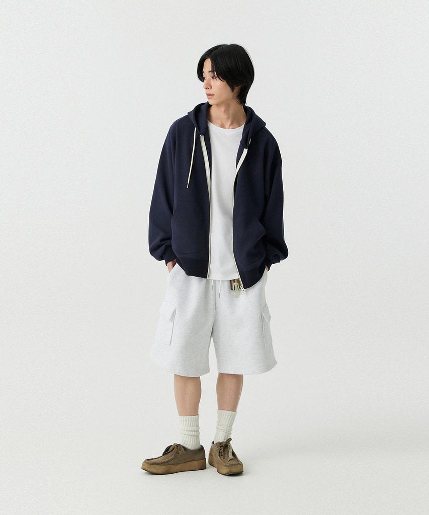 STENDS [M~4Xl] Belt Loop Cargo Sweat Shorts_White Melange