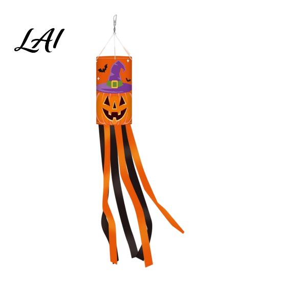 Skull Pattern Wind Streamer Halloween Windsock Flag Large Spooky Pumpkin Skeleton Ghost Socks Outdoor Decorative Eaves Hanging Props Decor for Yard