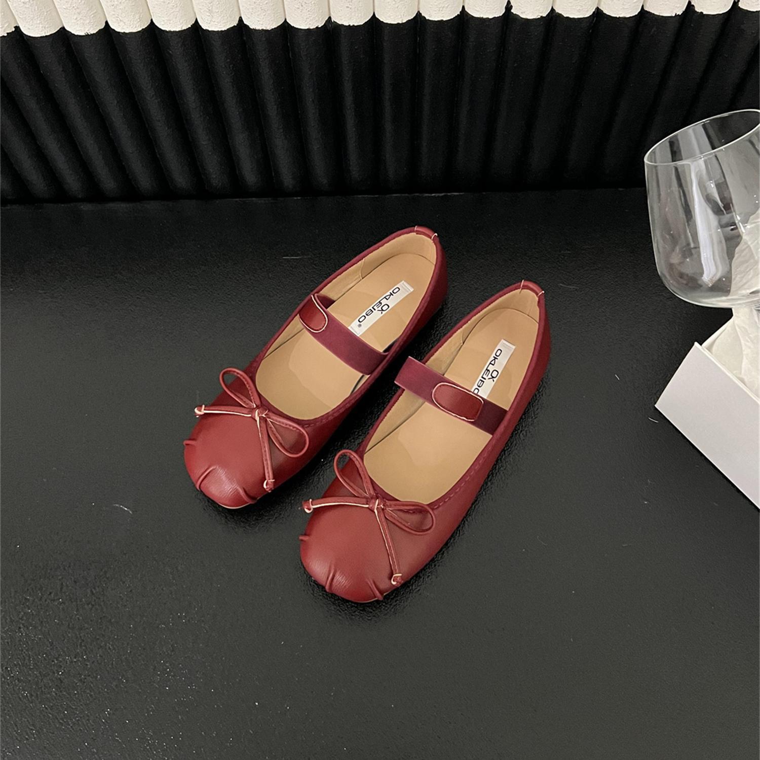 

Fashion IPPEUM Ballet Flats Women Round Toe Bow Elastic Band Mary Janes Shoes Black Ballerines Femme Chaussure 245 красный