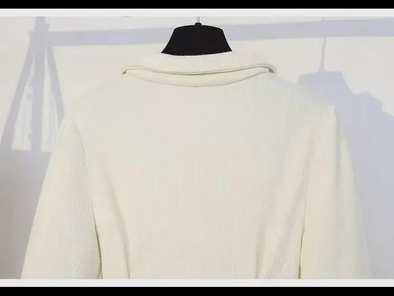 Dámské nadměrné pletené šaty na zip v korejském stylu - Hrubý samet, Jednobarevné, Ležérní podzimní/zimní dlouhá sukně