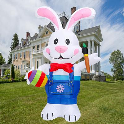 5.9FT Easter Inflatable Bunny Decorations Build-in LED Easter Egg Rabbit Inflatable Toys for Party Outdoor Home Garden Decor