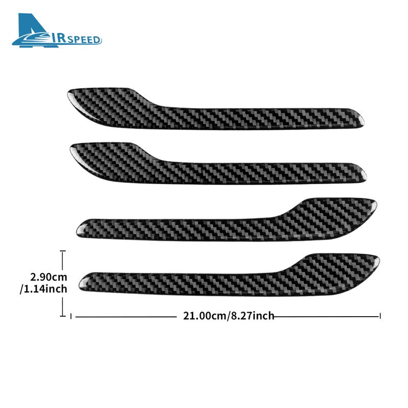 4PCS Real Soft Carbon Fiber Door Handle Trim Sticker For Tesla Model 3 Model Y - Highland 2024 Juniper 2025 Accessories