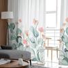 Idyllische Blume Eukalyptus Blätter Gardinen für Wohnzimmer Schlafzimmer Tüll Vorhang für Küche Voile Vorhang Blindplatten