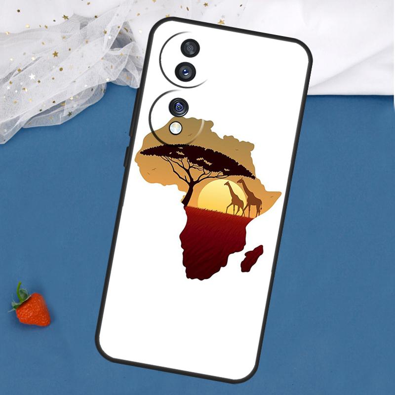 Africa Map Geography Case For Honor Magic 5 6 8 Pro 7 Lite 200 400 50 70 90 X8c X8b X9a X9b X9c X9d Win RT Cover