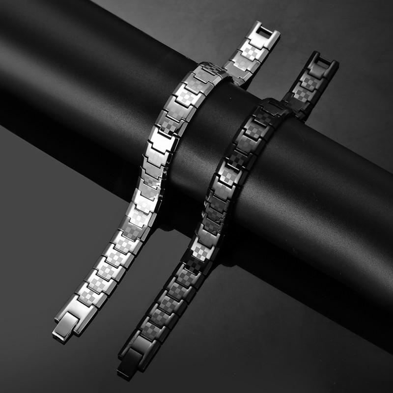 Stainless Steel Mens Geometric Black Bracelet Minimalist Luxury Style Casual Office Wear