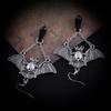 Dark Gothic Style Bat Earrings, Halloween Creative Earrings, Inverted Bat Shaped Exaggerated Personalized Ear Hooks