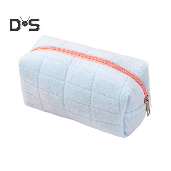 

Косметичка из бархата с клетчатой текстурой, застежка-молния, портативная косметичка, дорожная, деловая, сумка для туалетных принадлежностей, большая вместимость, косметичка синий