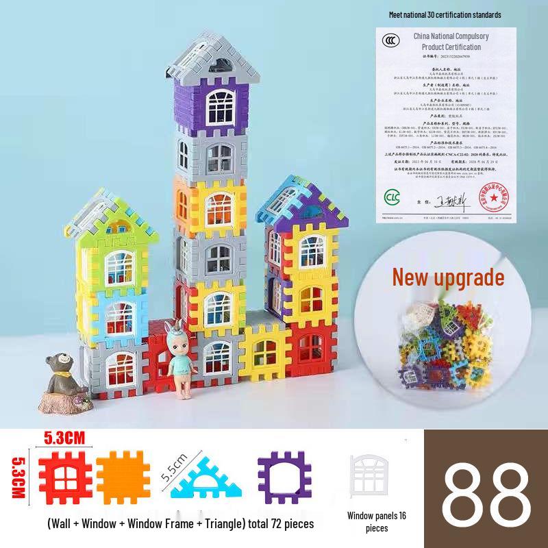 Large Interlocking Building Block Set for Kids Ages 3-6 - Educational Plastic House Assembly Toy