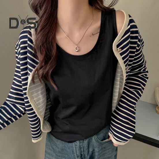 Women Vest O-Neck Sleeveless Loose Fit Tank Tops Solid Color Casual Camisole Summer Versatile Daily Tops