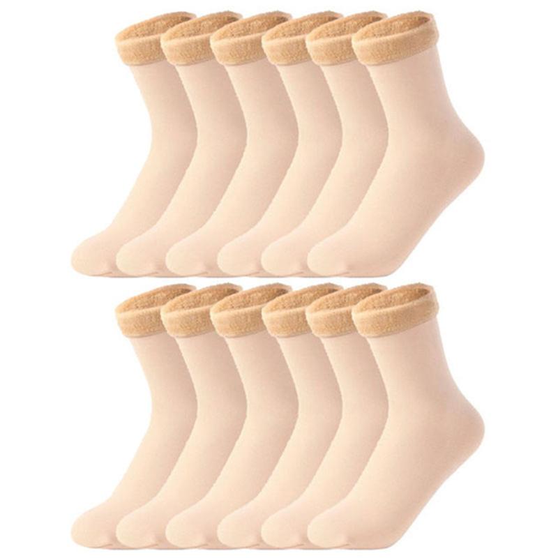 6 Pairs/Lot Solid Color Winter Warm Men Women Socks Thicken Thermal Socks Soft Plus Velvet Socks Casual Home Floor Snow Sock