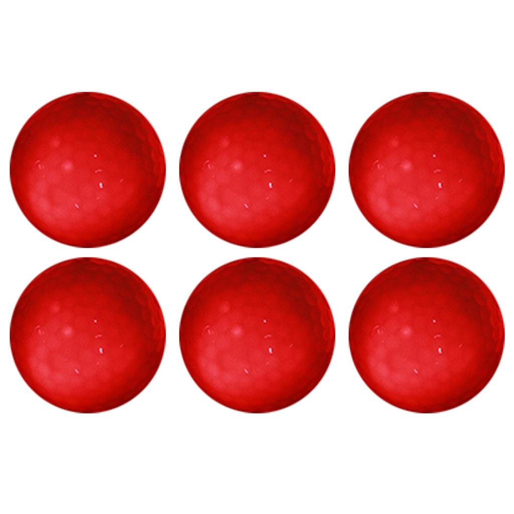 6PCS Synthetic Rubber LED Luminous Golf Ball Bright Attractive for Night Daytime TrainingRed