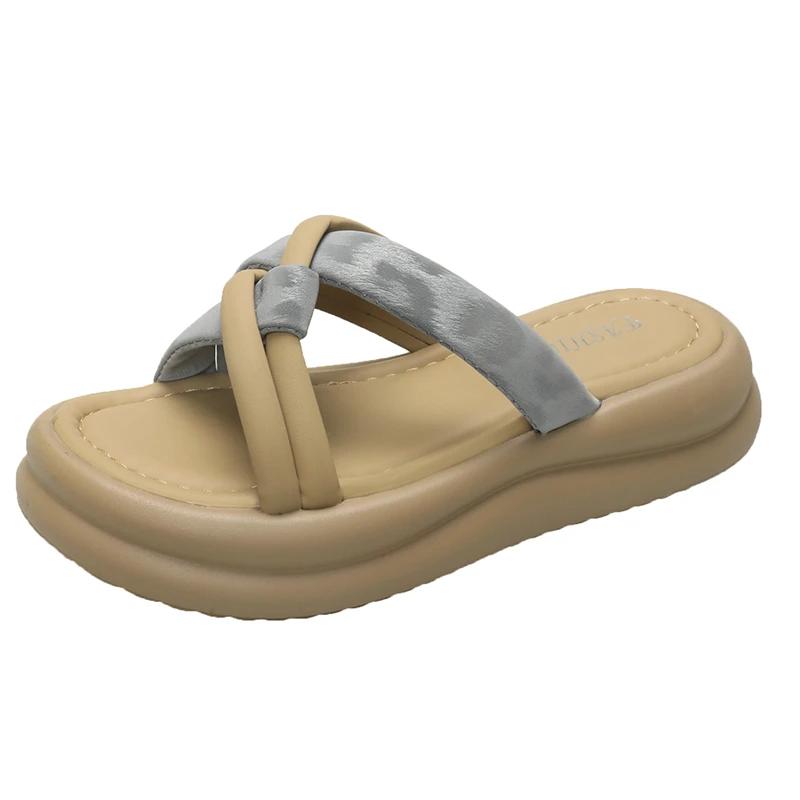 Fashion Summer New Outward Wear National Style Cross Versatile Platform Casual Soft Sole Fashion Beach Comfortable Slippers Non-slip