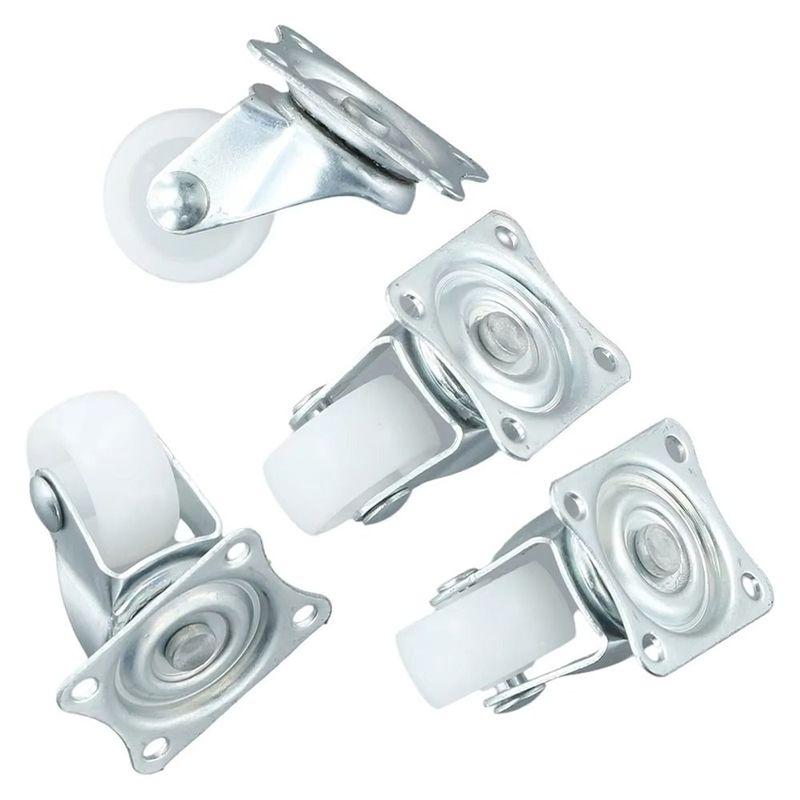 1/2/4Pcs Heavy Duty Caster Wheel 360 Degree White Nylon Rubber Furniture Roller 1/1.25/1.5/2/2.5/3inch Furniture Carts