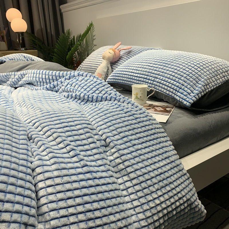 Plush Winter Flannel Fleece 4-Piece Set: Double-Sided, Anti-Static, Thickened