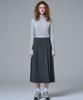 Marop 3108 Wool Pleated Long Skirt (Dark Gray)