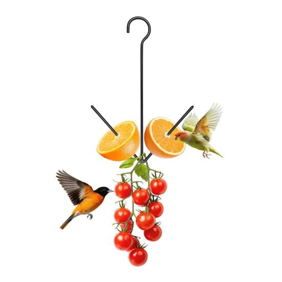 Oriole Bird Feeder Outdoor Hanging Orange Fruit Food Holder with Hook Weather-proof Outside Garden Metal Hummingbird Feeding Device