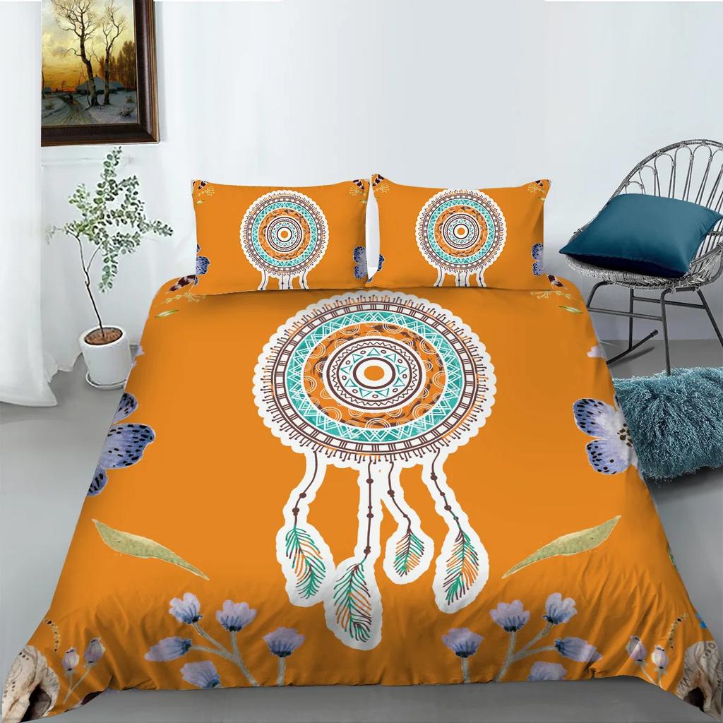 Colorful Dream Catcher Fish And Feather Dreamlike Duvet Cover Boho Polyester Quilt Cover For Girls Women For Bedroom Decorations