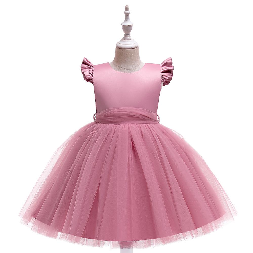 2026 Cross-Border Girls' Princess Mesh Flutter Sleeve Formal Performance Dress