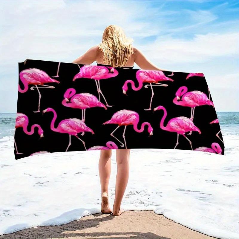 Rosa Flamingo 2D Digital Einseitig bedrucktes Handtuch, Ultrafeine Faser Saugfähig für Sommer am Meer
